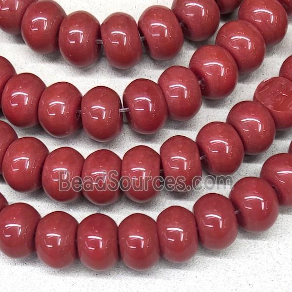 Red Jadeite Glass Rondelle Beads