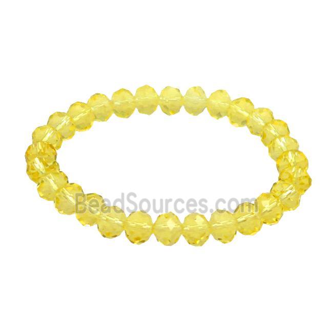 Yellow Crystal Glass Bracelet Stretchy Faceted Rondelle