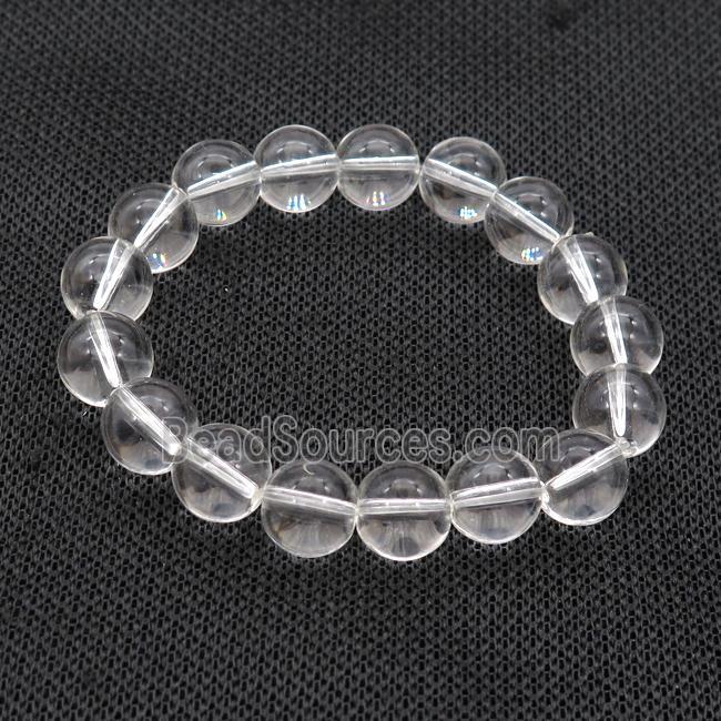 Clear Crystal Glass Bracelet Stretchy Smooth Round