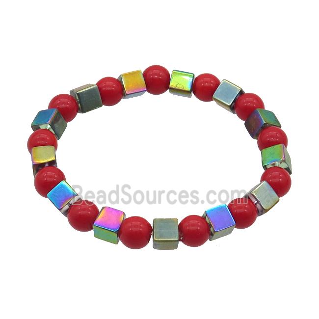 Crystal Glass Bracelet Stretchy Multicolor