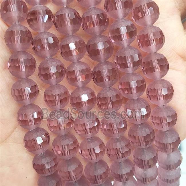 Round Peach Crystal Glass Beads Matte Faceted