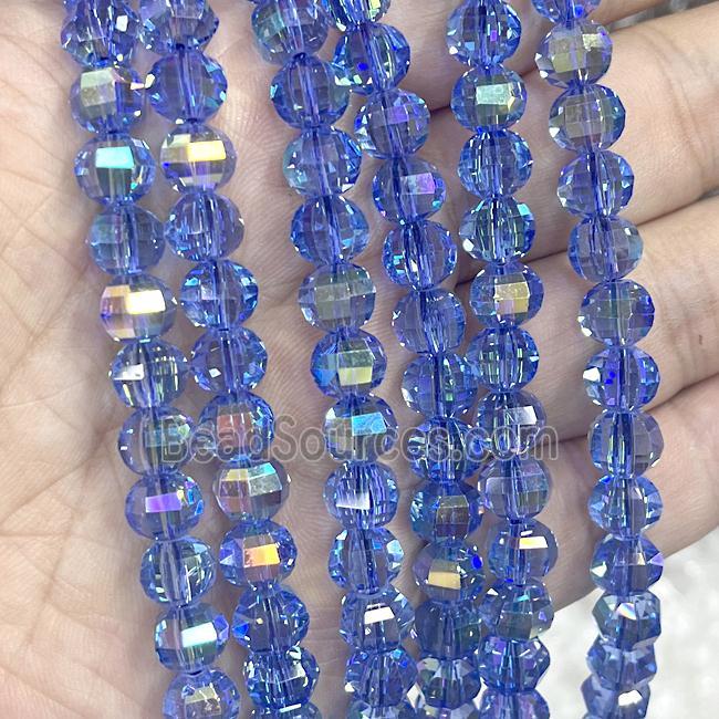 Crystal Glass Beads Cut Round Blue AB-Color