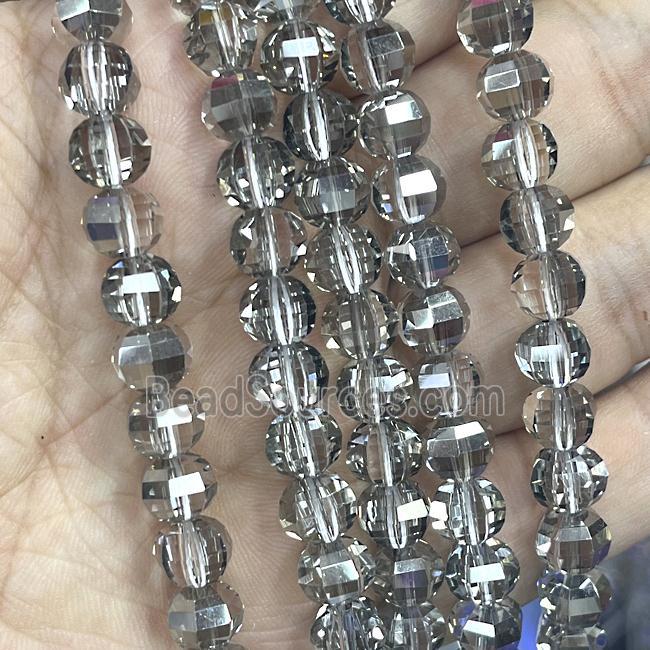 Smoky Crystal Glass Beads Cut Round Gray