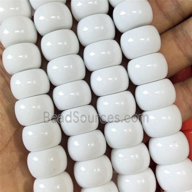 White Resin Rondelle Beads Smooth