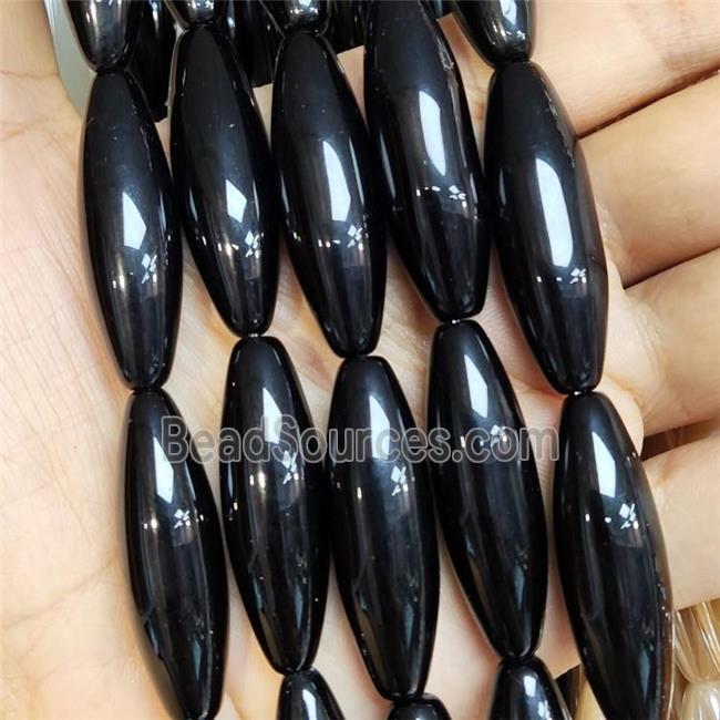 Black Crystal Glass Rice Beads