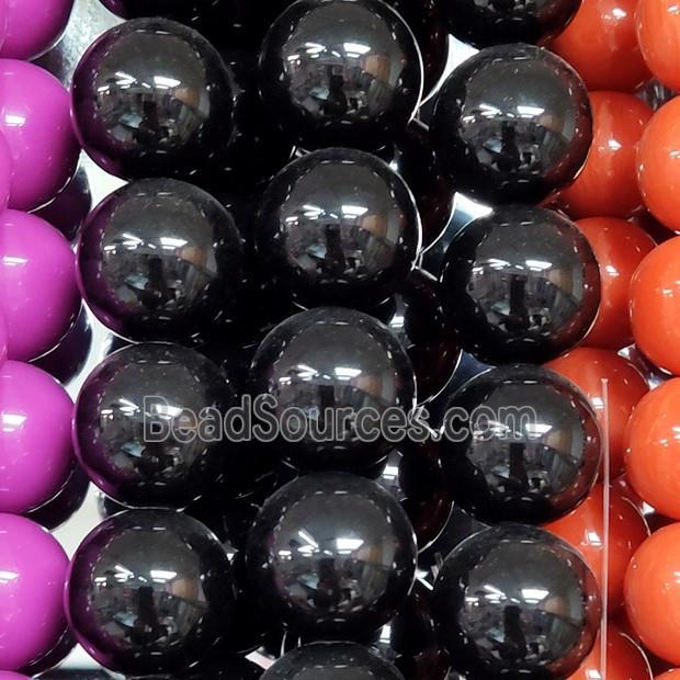 Black Resin Beads Smooth Round