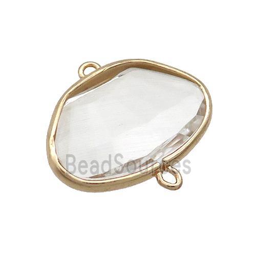 Copper Oval Connector Pave Crystal Glass Gold Plated