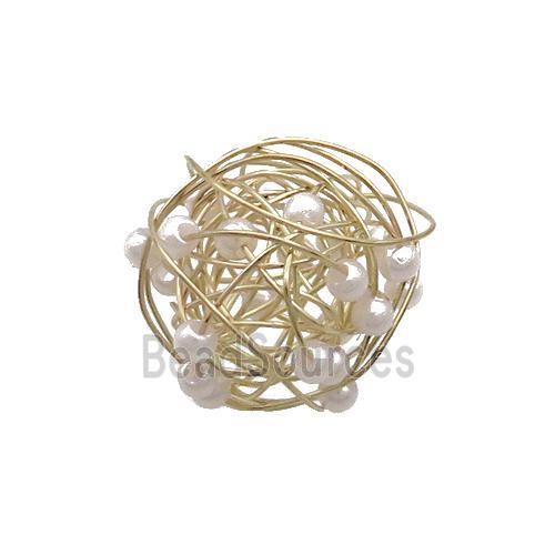 Copper Wire Ball Pendant With Plastic Gold Plated