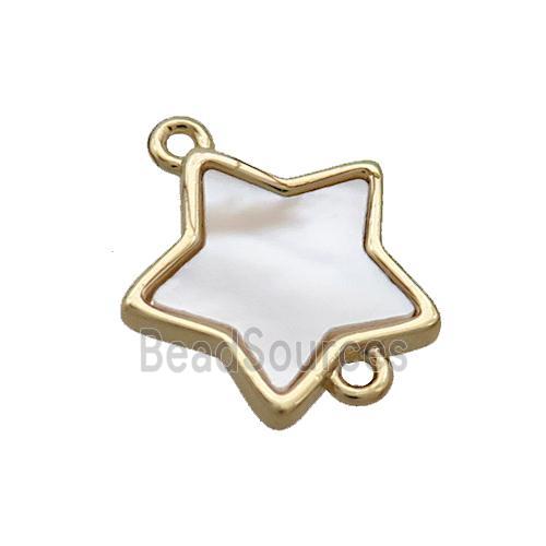 Copper Star Connector Pave Shell Gold Plated