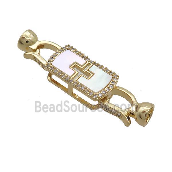 Copper Clasp Pave Shell Zircon Gold Plated