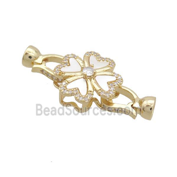 Copper Clasp Pave Shell Zircon Gold Plated