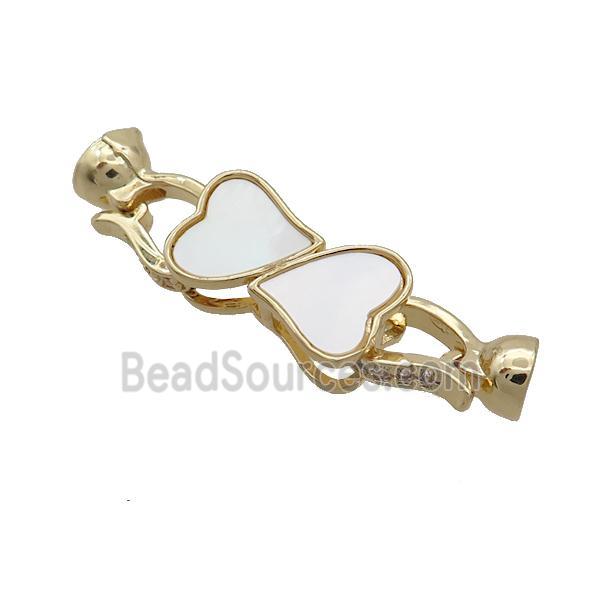 Copper Clasp Pave Shell Zircon Heart Gold Plated