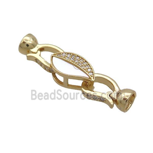 Copper Clasp Pave Shell Zircon Gold Plated