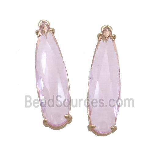 Pink Crystal Glass Teardrop Pendant