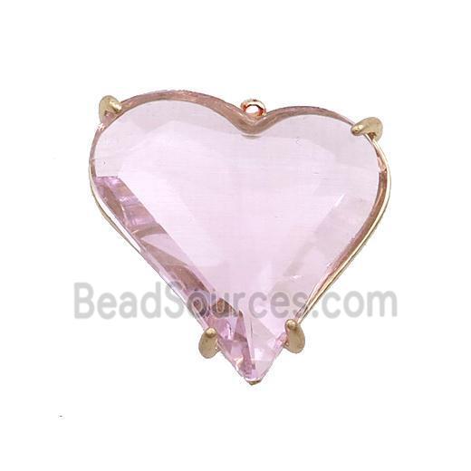 Pink Crystal Glass Heart Pendant