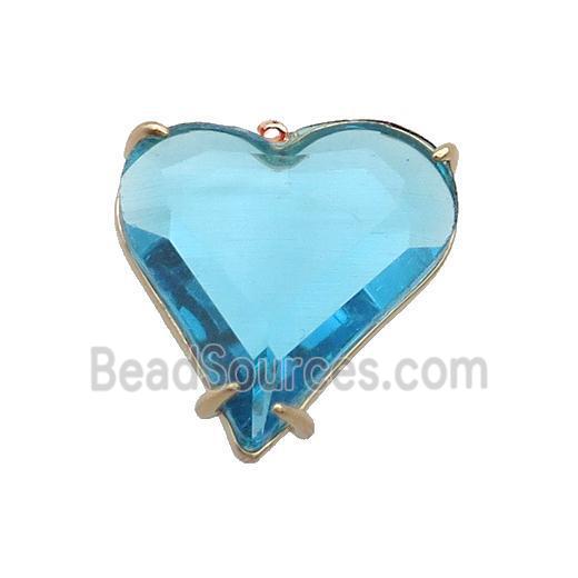 Blue Crystal Glass Heart Pendant