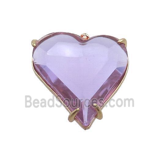 Purple Crystal Glass Heart Pendant