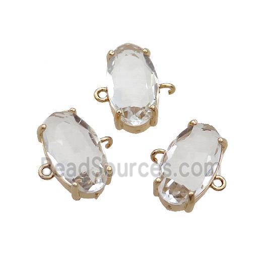 Copper Oval Connector Pave Crystal Glass Gold Plated