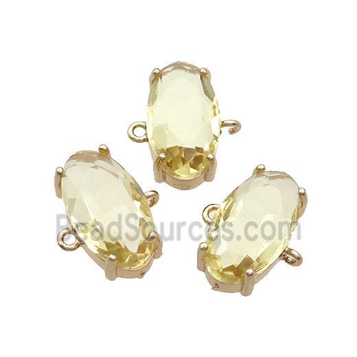 Copper Oval Connector Pave Yellow Crystal Glass Gold Plated