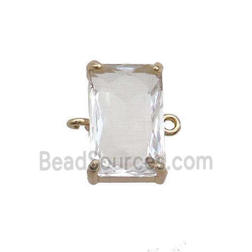 Copper Rectangle Connector Pave Crystal Glass Gold Plated