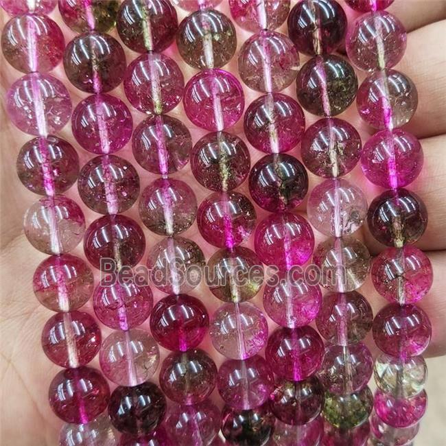 Crystal Glass Beads Smooth Round Hotpink