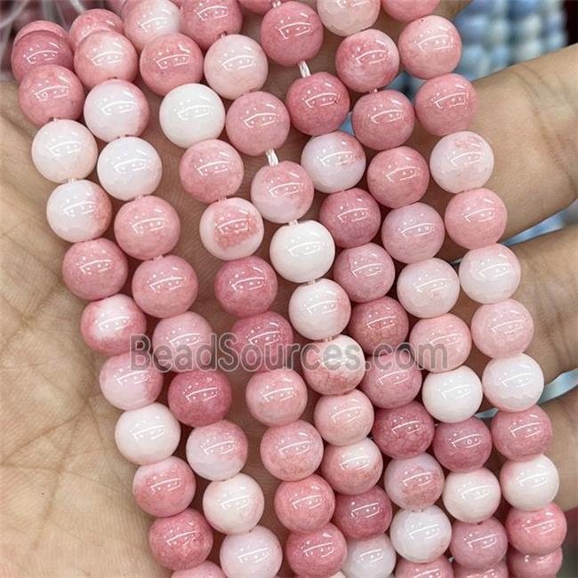 Ceramic Glass Beads Smooth Round Pink