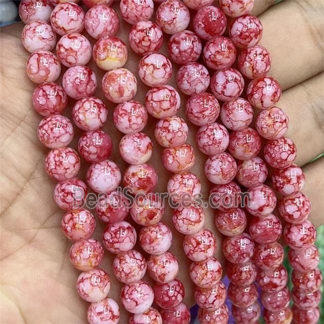 Red Glass Beads Smooth Round