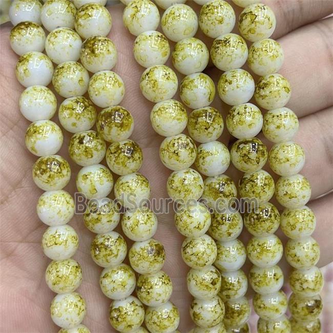 Glass Beads Smooth Round Yellow