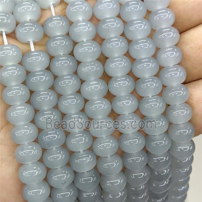 Jadeite Glass Beads Gray Dye Smooth Rondelle