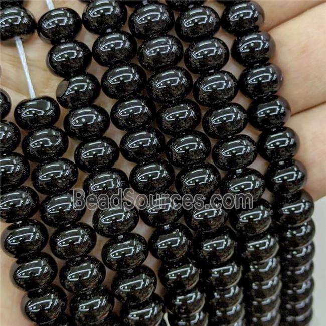 Jadeite Glass Beads Black Dye Smooth Rondelle