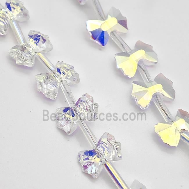 Chinese Crystal Glass Bow Beads White AB-Color