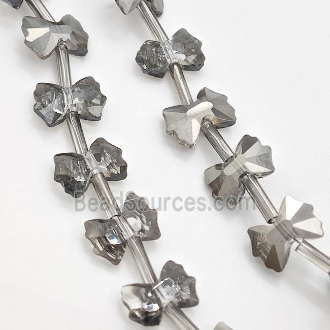 Chinese Crystal Glass Bow Beads Gray