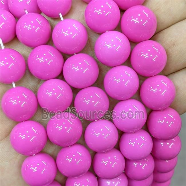 Hotpink Lacquered Glass Beads Smooth Round