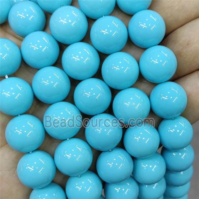 Turqblue Lacquered Glass Beads Smooth Round