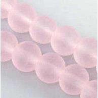 matte glass beads, round, pink