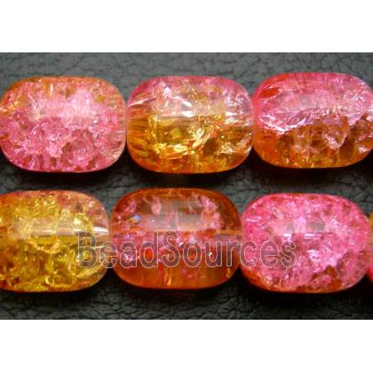 Crackle Glass Beads, barrel, pink