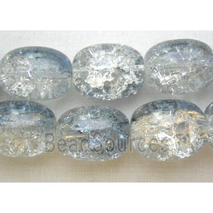 Crackle Glass Beads, barrel, ink-blue