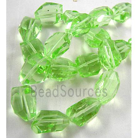 Glass Beads, freeform, lt.green