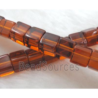 Glass Cube Beads, deep-coffee