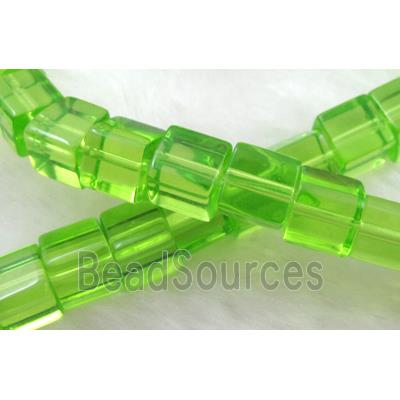 Olive Glass Cube Beads