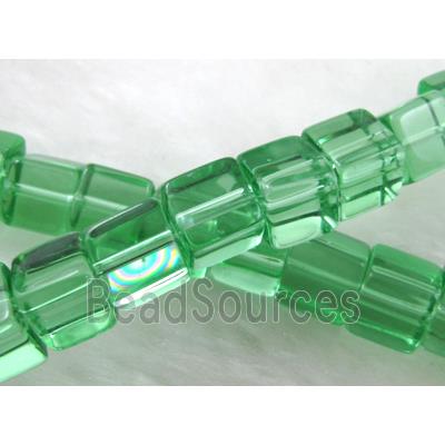 Green Cube Glass Beads