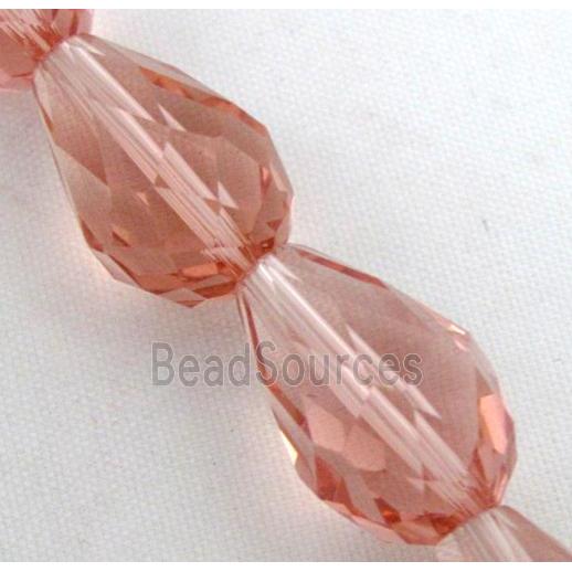 chinese crystal glass bead, faceted teardrop