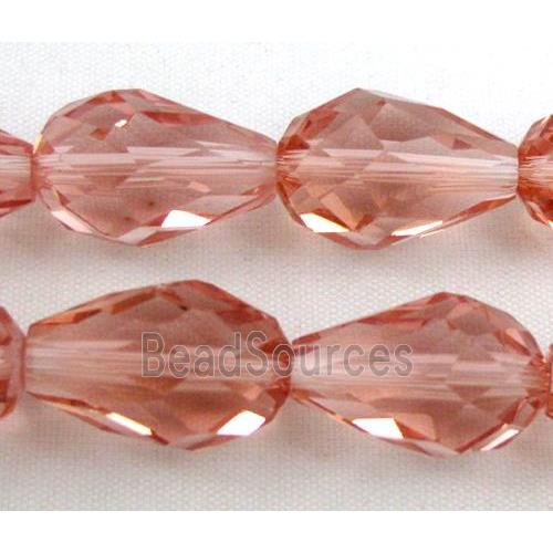 chinese crystal glass bead, faceted teardrop