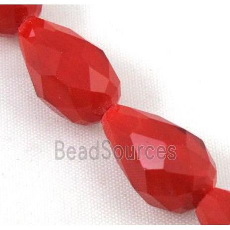 chinese crystal glass bead, faceted teardrop