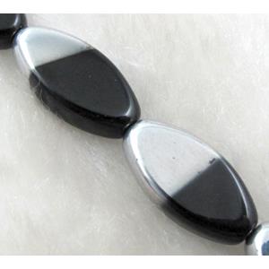 half-silver-plated Glass Beads, flat-oval