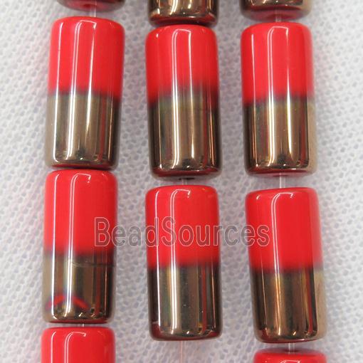 red Jadeite Glass tube beads