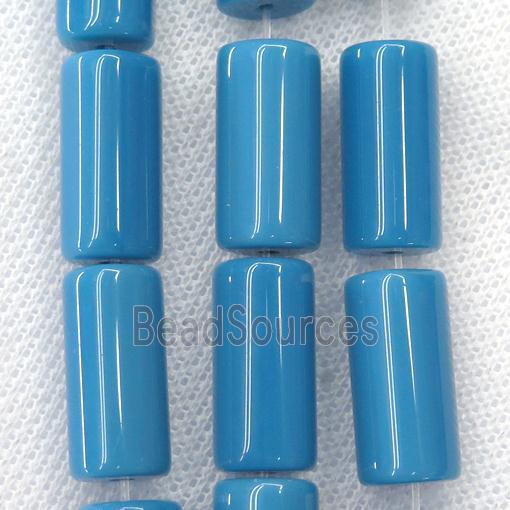 blue Jadeite Glass tube beads