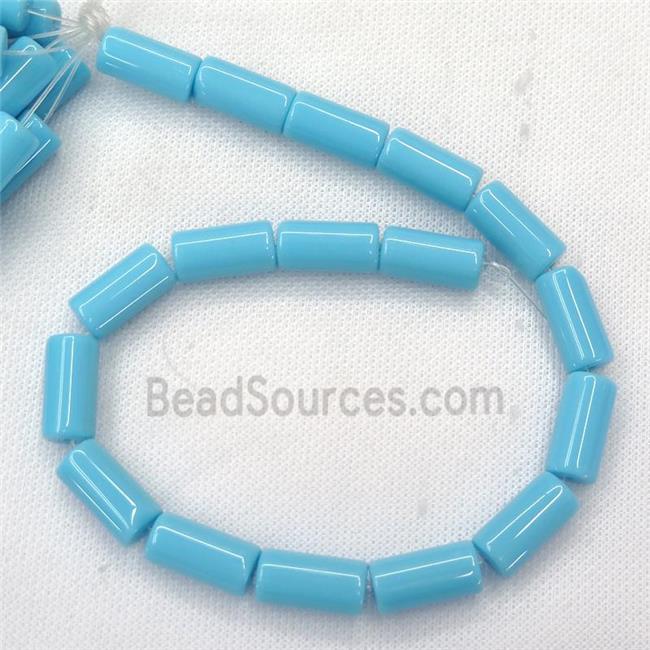 blue Jadeite Glass tube beads