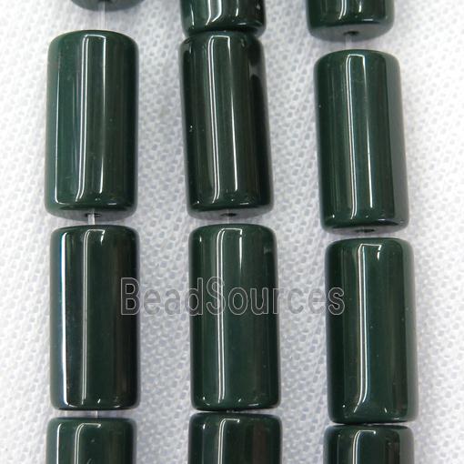 darkgreen Jadeite Glass tube beads