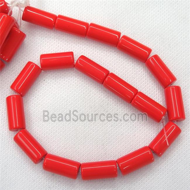 red Jadeite Glass tube beads